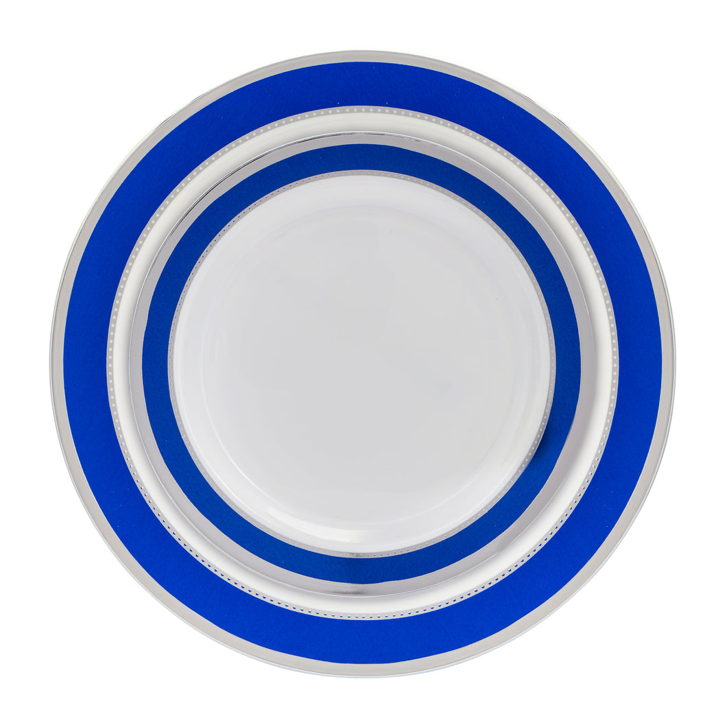 Cobalt White/Blue/Silver Round Plates