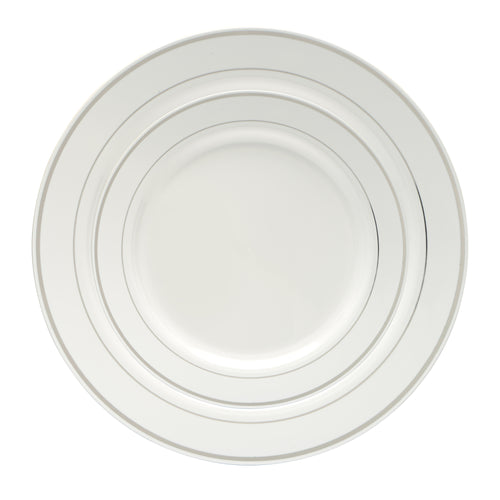 White/Silver Rimmed Round Plates