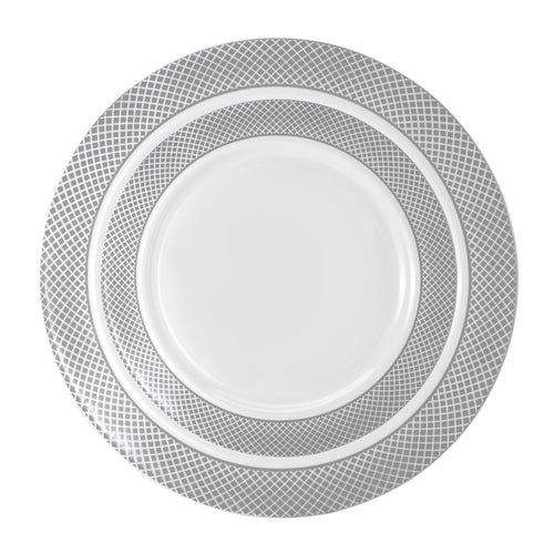 Symmetry White/Silver Round Plates